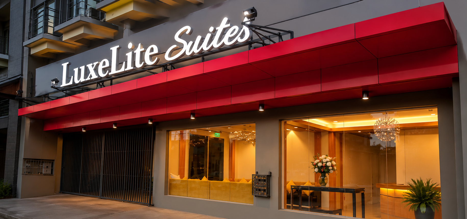 Luxelite Suites building exterior and entrance on EDSA, Pasay City